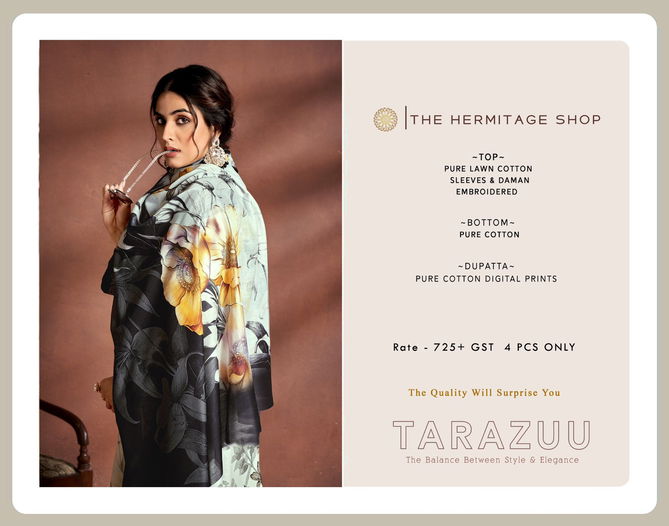 Tarazuu By The Hermitage Shop Printed Lawn Cotton Dress Material Wholesalers In Delhi
